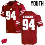 Youth Wisconsin Badgers NCAA #94 Conor Sheehy Red Authentic Under Armour Stitched College Football Jersey BD31W71BZ